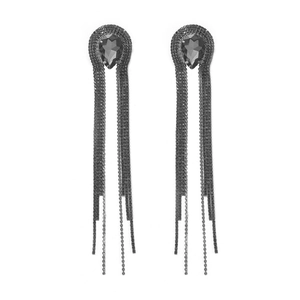 Elegant silver tassel crystal drop earrings for women party evening dress accessories