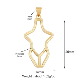 Detailed view of gold female body silhouette charm with dimensions 25mm x 14mm