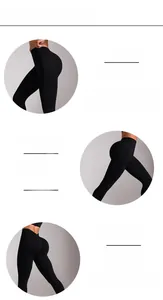 Detail of high-waist black yoga leggings featuring lifting seams and moisture-wicking fabric