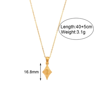 Collier doré avec pendentif cœur en œil de chat, forme losange, 40+5cm long