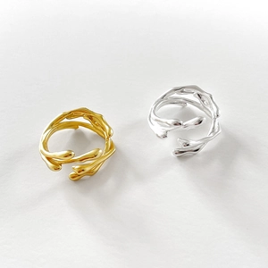 Minimalist irregular 925 sterling silver open rings in gold and silver finish