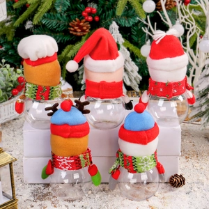 Christmas candy jars with Santa, Snowman and Reindeer plush toppers for holiday gifts