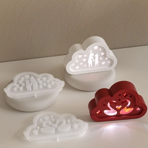 DIY cloud resin mold with elk silhouette for LED night light and plaster ornament making