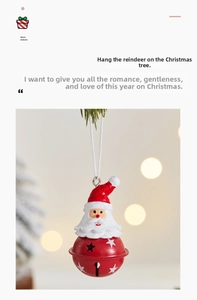 Close-up of a festive red Santa iron bell ornament with star cutouts and white hanging rope