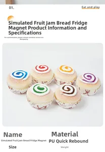 Vue détaillée de magnets pains à la confiture en PU avec crème tourbillonnante colorée