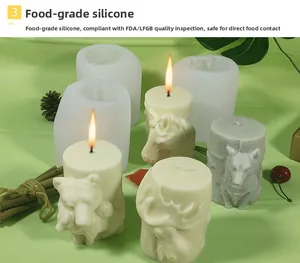 Food-grade silicone mold for DIY candles featuring detailed 3D forest animal relief carvings