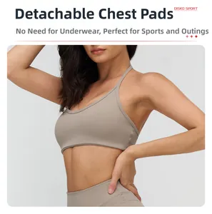 Brassière de sport minimaliste avec coussinets amovibles et dos ouvert pour fitness