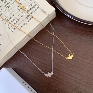 Minimalist 925 sterling silver bird pendant necklaces in gold and silver finishes
