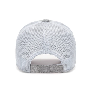Back view of breathable mesh linen baseball cap with adjustable strap for summer sun protection