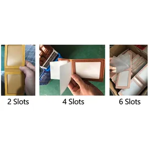 Slim leather card holder available in 2, 4, and 6 slots in various colors and styles