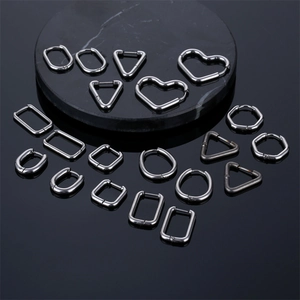 Geometric Hoop Earrings Stainless Steel Minimalist Punk Hip Hop Heart Triangle Star Hexagon Square Rectangle Silver Tone