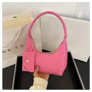 Pink crocodile pattern PU underarm bag with matching coin purse in a luxury gift box