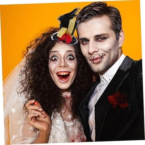Detailed zombie bride costume for Halloween featuring realistic blood stains and textures