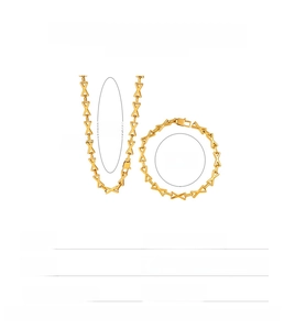 Spécifications de taille pour l'ensemble collier et bracelet en acier doré en X