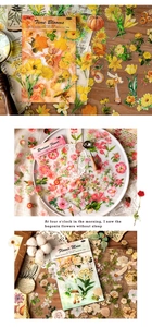 Detailed view of vintage flower sticker packs for DIY journaling and scrapbooking