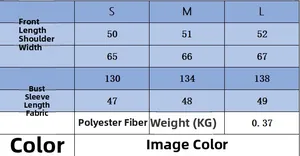 Detailed size guide table for women's double-layered knit jacket with polyester fabric