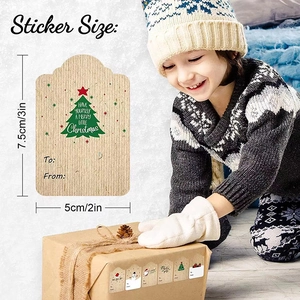 6 designs of kraft paper Christmas stickers for holiday gift decor and labeling