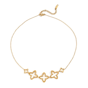 Detailed macro view of S925 hallmark on minimalist gold hollow clover pendant necklace