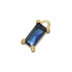 Pendentif rectangulaire en zircon bleu serti de griffes dorées pour la création bijoux