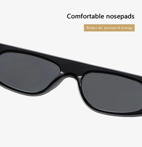 Detail of comfortable integrated nose pads on black retro punk fashion sunglasses