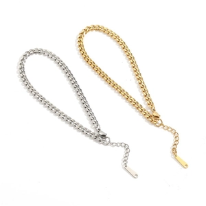 Tobilleras de cadena cubana de 4mm en acero inoxidable oro y plata con cierre langosta