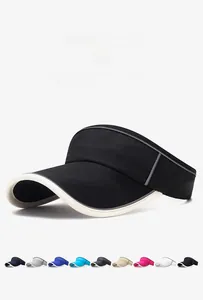 Detail view of quick-dry sun visor with reflective strips and various color options