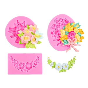 DIY silicone molds for relief flower wreaths and bows used for resin and clay crafts