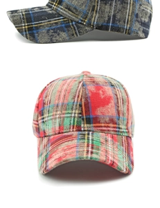 Détails de casquettes de baseball vintage en coton à carreaux bleus et rouges