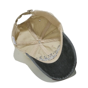 Macro shot showing 100% cotton material and inner structure of the baseball cap