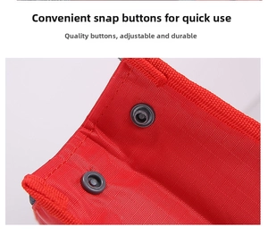 Close-up of red tote organizer showing durable mesh texture and adjustable snap buttons