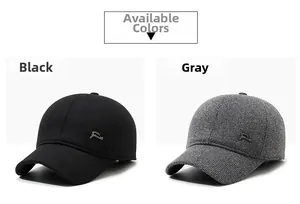Winter thermal knit baseball caps for men in black and grey with warm fleece lining