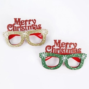 Gafas de fiesta Merry Christmas brillantes en rojo, dorado y verde con purpurina