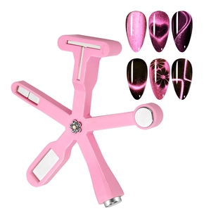 Macro detail of 6-in-1 multifunctional magnetic nail art tool for cat eye gel polish effects