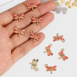 Cute golden crown frog alloy pendant with pink and coral enamel for DIY jewelry making