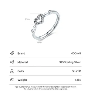 S925 sterling silver hollow heart ring with pave zircon stones and open band design