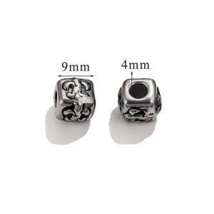 9mm vintage stainless steel beads with cross relief and 4mm hole for DIY jewelry
