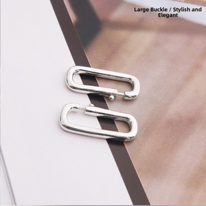 Detail of S925 sterling silver large rectangular spring clasps for DIY jewelry making