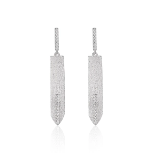 925 Sterling Silver Sword Stud Earrings For Women Minimalist Matte Zirconia Inlaid Geometric Long Drop Earrings Party Jewelry