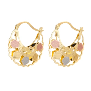 Minimalist geometric hollow round hoop earrings with leopard texture and gold finish