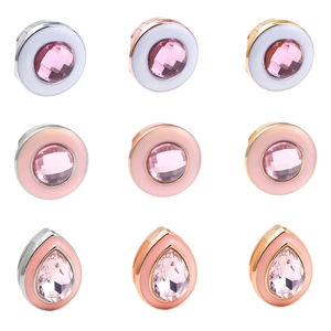 Mesh bracelet slide charms with colorful crystal and enamel in a 3x3 grid layout