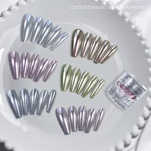 Set polvere di cromo magnetica cat eye per unghie con effetto specchio e metallizzato