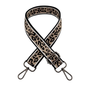 Adjustable 3.8cm leopard print wide shoulder strap with metal hooks for crossbody bags