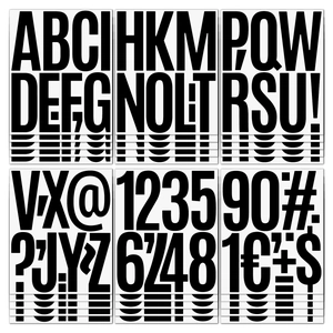 Set of 5-inch black alphabet and number stickers for mailbox, wall, and party decoration