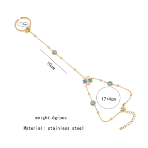 Spécifications de taille pour le bracelet bague en acier inoxydable doré avec cœur turquoise