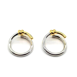 Elegant twisted rope hoop earrings in two-tone gold and silver S925 sterling silver style