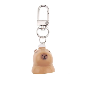 Close-up of a 3D resin Capybara keychain with a sturdy silver lobster clasp