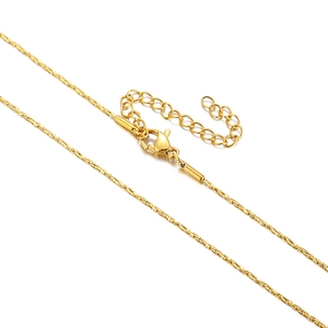 Polished gold titanium steel O-chain necklace with adjustable lobster clasp closure