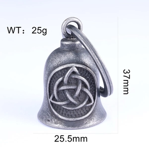 Macro shot of vintage Viking guardian bell pendant with Celtic knot details and 37mm size
