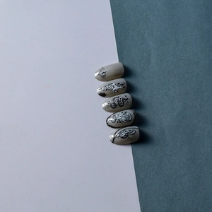 5D self-adhesive nail stickers with dark snake and dragon totem in silver relief