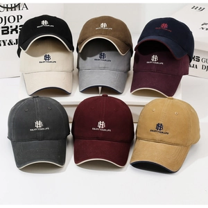 Detailed view of assorted colors cotton baseball caps featuring high-quality embroidery